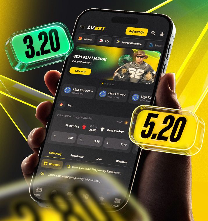Interfejs mobilnej aplikacji Lvbet na smartfonie